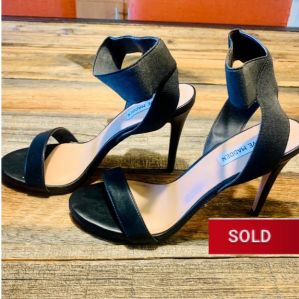 Steve Madden black high heels with ankle strap